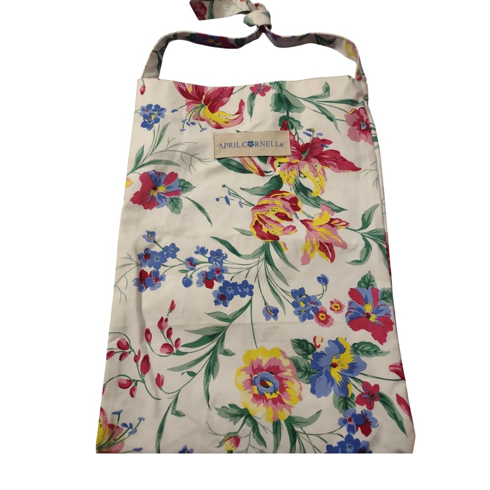 April Cornell Floral Cotton Tote Bag White Pink Blue Lily Botanical Cottagecore